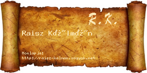 Raisz Kálmán névjegykártya