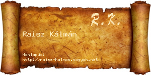 Raisz Kálmán névjegykártya